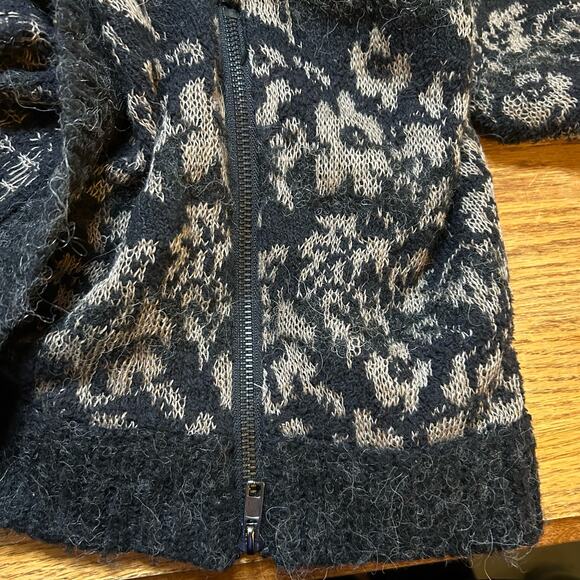 Free People Sweater Womens XS Gray Tan Floral Fields Alpaca Linen Wool Bohemian - Picture 4 of 7